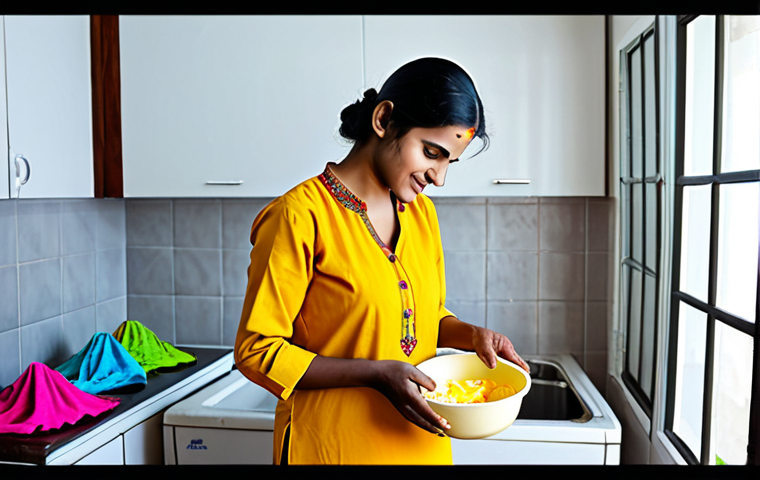 Cotton Clothing Care**
"A woman carefully washing colorful cotton clothes in a basin with mild detergent, fully clothed in a modest salwar kameez, bright and airy laundry room background, safe for work, appropriate content, perfect anatomy, correct proportions, natural pose, professional, family-friendly, well-formed hands, proper finger count, natural body proportions."
**
