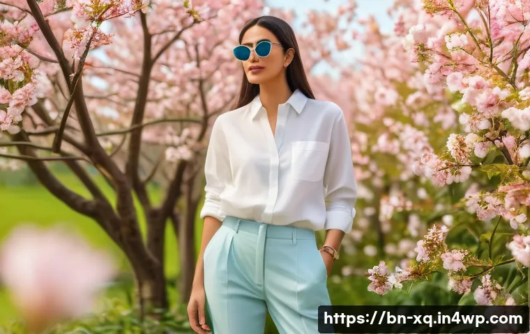 계절별 캡슐 옷장 활용한 특별한 날 패션 - A stylish spring capsule wardrobe scene featuring a young adult wearing light pastel-colored clothin...