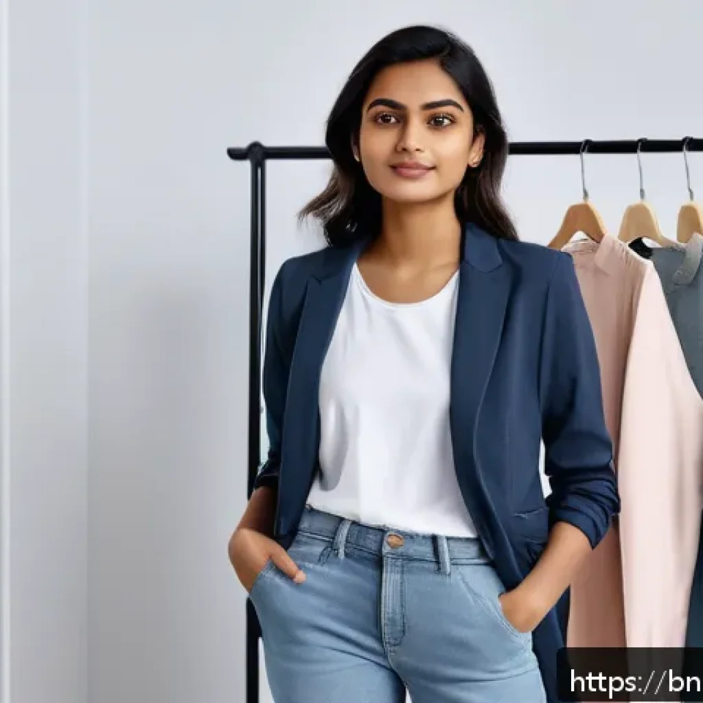 캡슐 옷장으로 나만의 스타일을 찾는 법 - A stylish young Bengali woman standing confidently in a minimalistic, modern bedroom, organizing her...