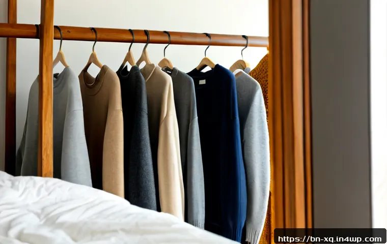 계절별 캡슐 옷장 관리 요령 - Photorealistic organized capsule wardrobe for changing seasons, a Bengali woman in modest casual clo...